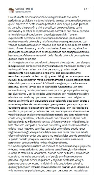 Gustavo Petro le respondió a Felipe Zuleta