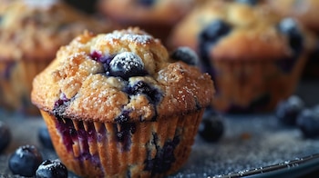 Los muffins de arándanos