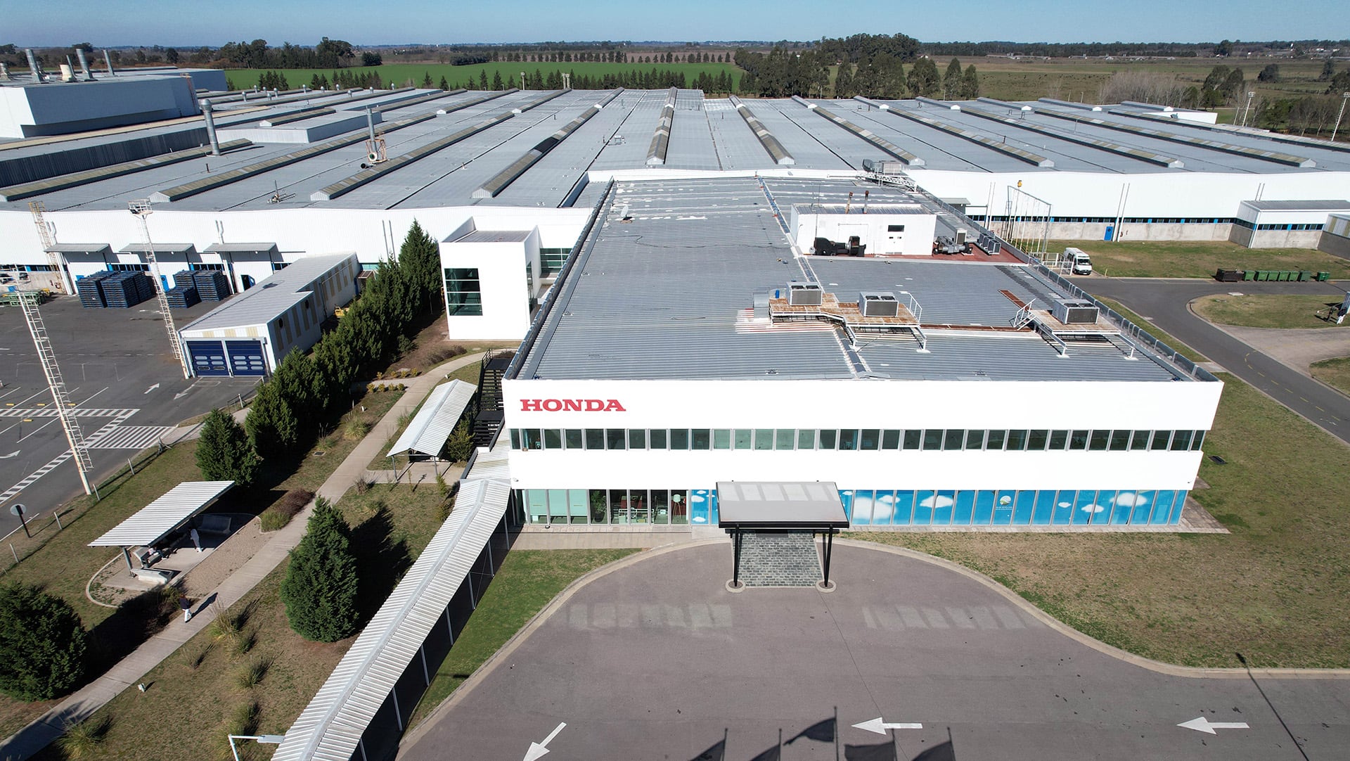Vista aérea de la planta de Honda Motor Company en Campana, Argentina, donde se invertirán USD 24 millones para producir el cuatriciclo TRX420MF. (Honda Motor Argentina)