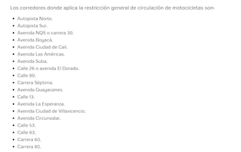 Diecinueve corredores viales principales de la capital tienen restricción total para la circulación de motos entre las ocho de la noche y las cuatro de la mañana - crédito Movilidad Bogotá