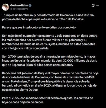 Petro respondió a Trump destacando