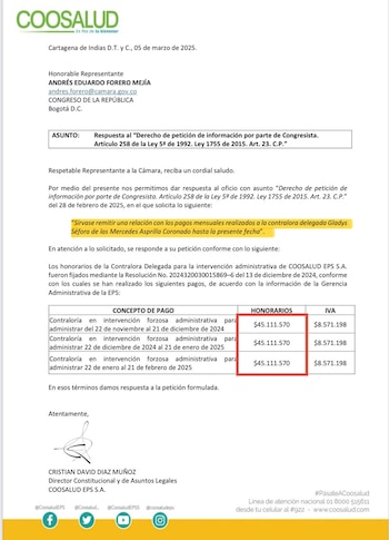 El documento de Coosalud EPS