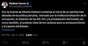 Vladimir Cerrón se pronuncia por