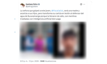 El presidente Gustavo Petro aseguró que la mujer que presuntamente golpeó a un joven en Bucaramanga podría ser mamá y que, a su juicio, convirtió las caricias que le da a sus hijos en una "lesión" generado al joven - crédito @petrogustavo/X