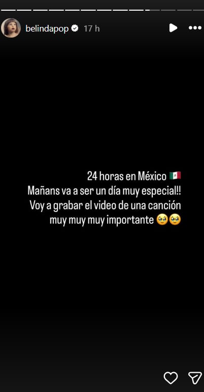 La breve visita de Belinda a la Ciudad de México generó gran revuelo por su participación en una grabación del Mundial 2026 y el uso de la playera con el número 10, desatando rumores sobre su ex Giovani dos Santos. (Instagram:@belindapop)