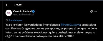 Cambio Radical cuestionó al presidente