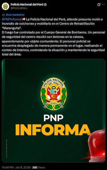 PNP confirma presunto motín e