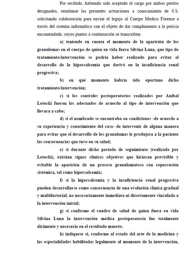 Los especialistas deberán responder una serie de interrogantes técnicos ordenados por la Justicia