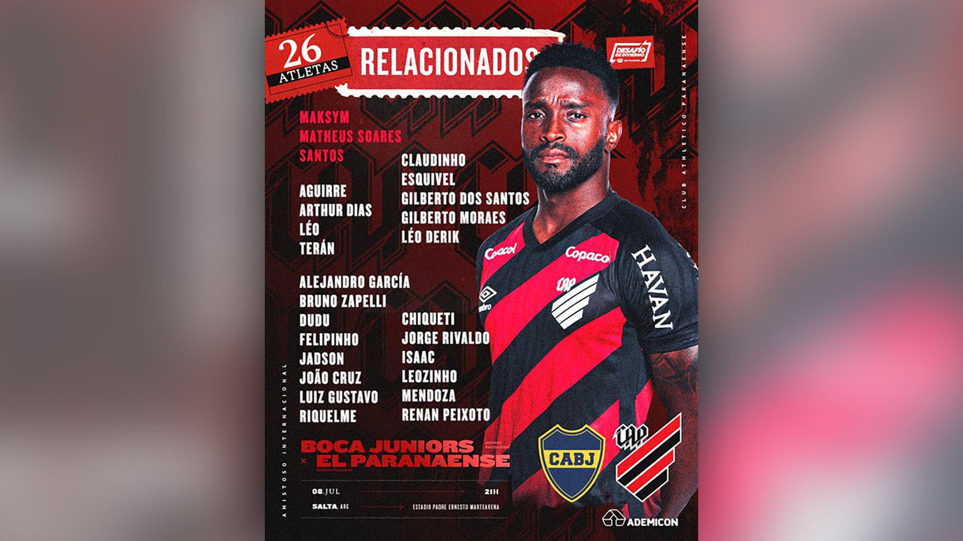 La lista de jugadores convocados por Athletico Paranaense
