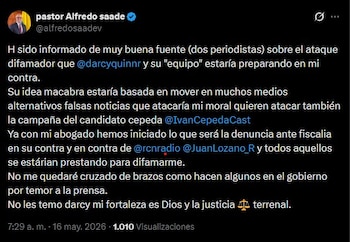 A través de su cuenta de X, Alfredo Saade denunció una supuesta campaña de difamación en su contra y anunció acciones legales contra periodistas y medios de comunicación - crédito Alfredo Saade/X