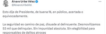 Álvaro Uribe reconoció que también