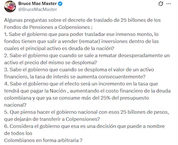 Bruce Mac Master cuestiona la