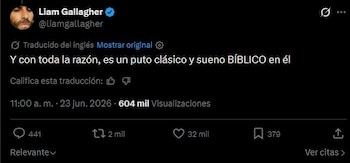 Liam Gallagher reaccionó a la respuesta de los fans con "Wonderwall". (X)