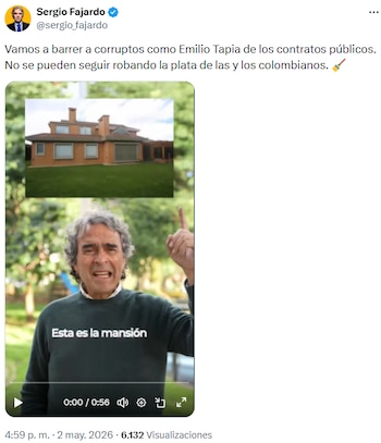 Sergio Fajardo denunció exclusión digital rural y exigió control estricto contra la corrupción en contratos públicos - crédito @sergio_fajardo/X