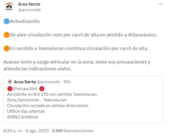 Accidente vehicular en Arco Norte