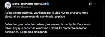 María José Pizarro - crédito @PizarroMariaJo/X
