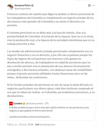 Petro sostiene que los fondos