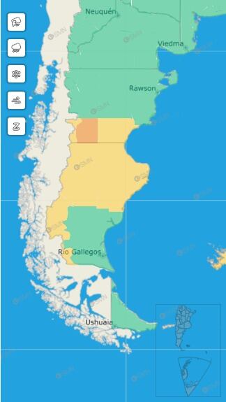 En la Patagonia, el SMN emitió alertas por fuertes vientos y nieve en Santa Cruz y Chubut