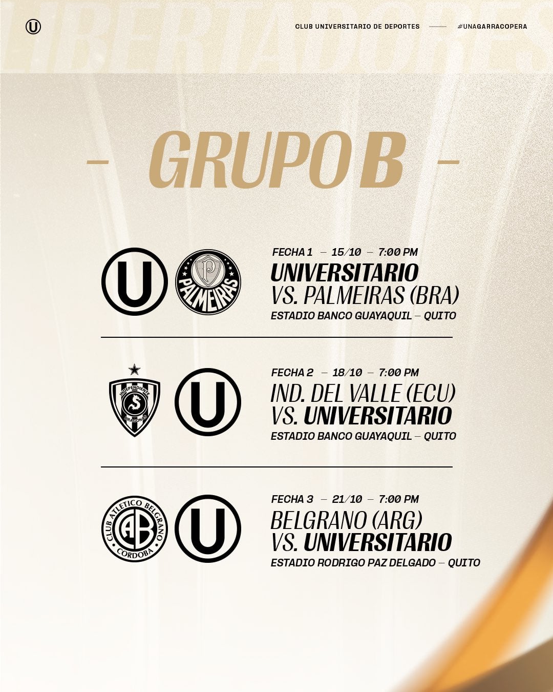 Fixture de Universitario en la Copa Libertadores Femenina 2026