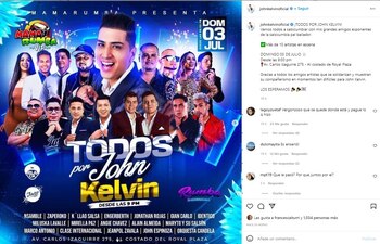John Kelvin anuncia su concierto.
