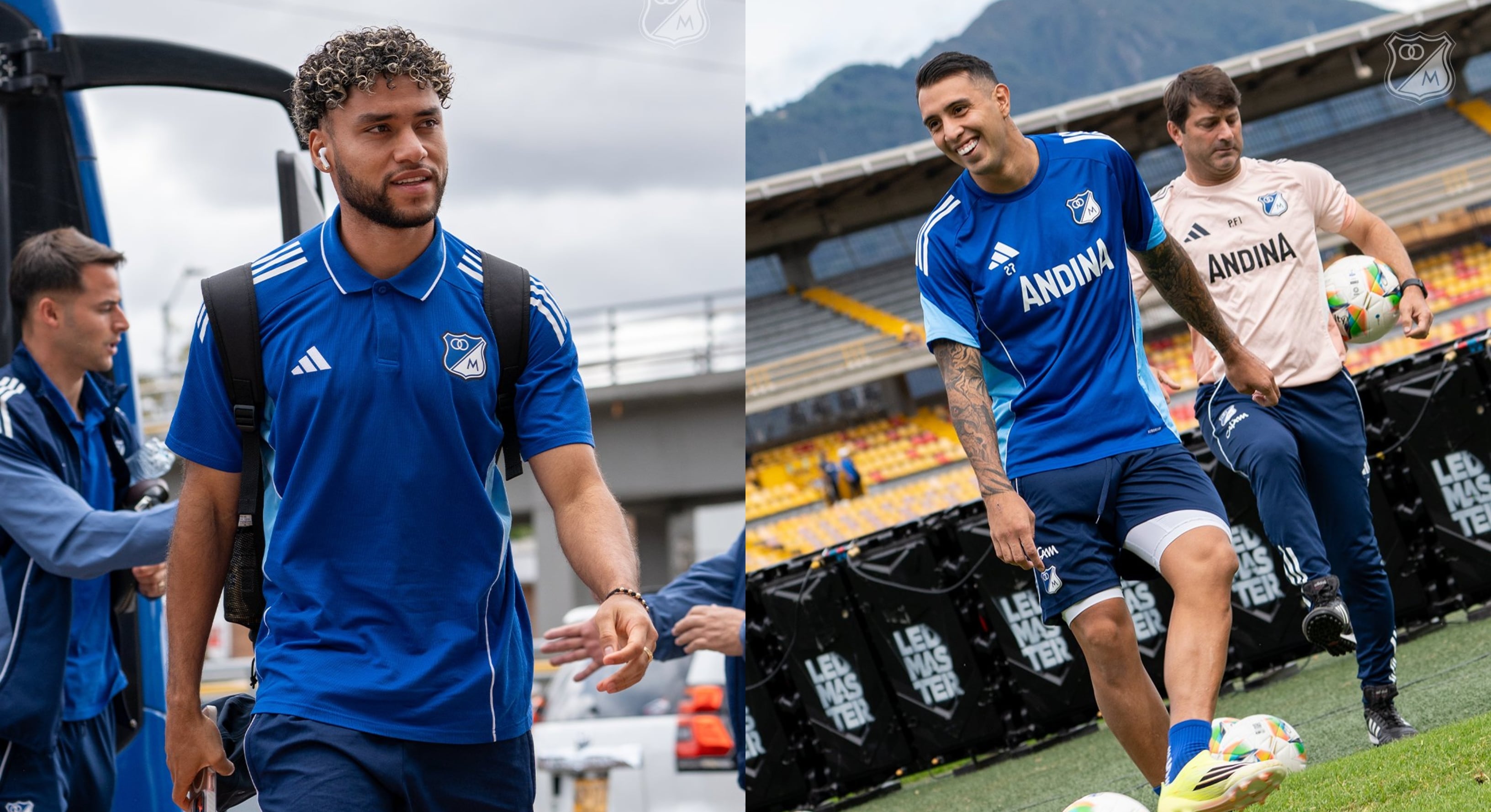 Sebastián Valencia y Rodrigo Contreras protagonizaron la bochornosa pelea que terminó en tarjeta amarilla para el argentino - crédito Millonarios