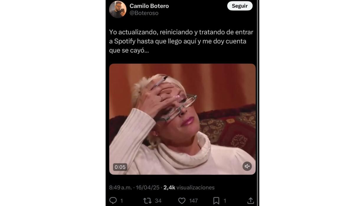 Los usuarios utilizan X para verificar cómo va el servicio de Spotify. (X)