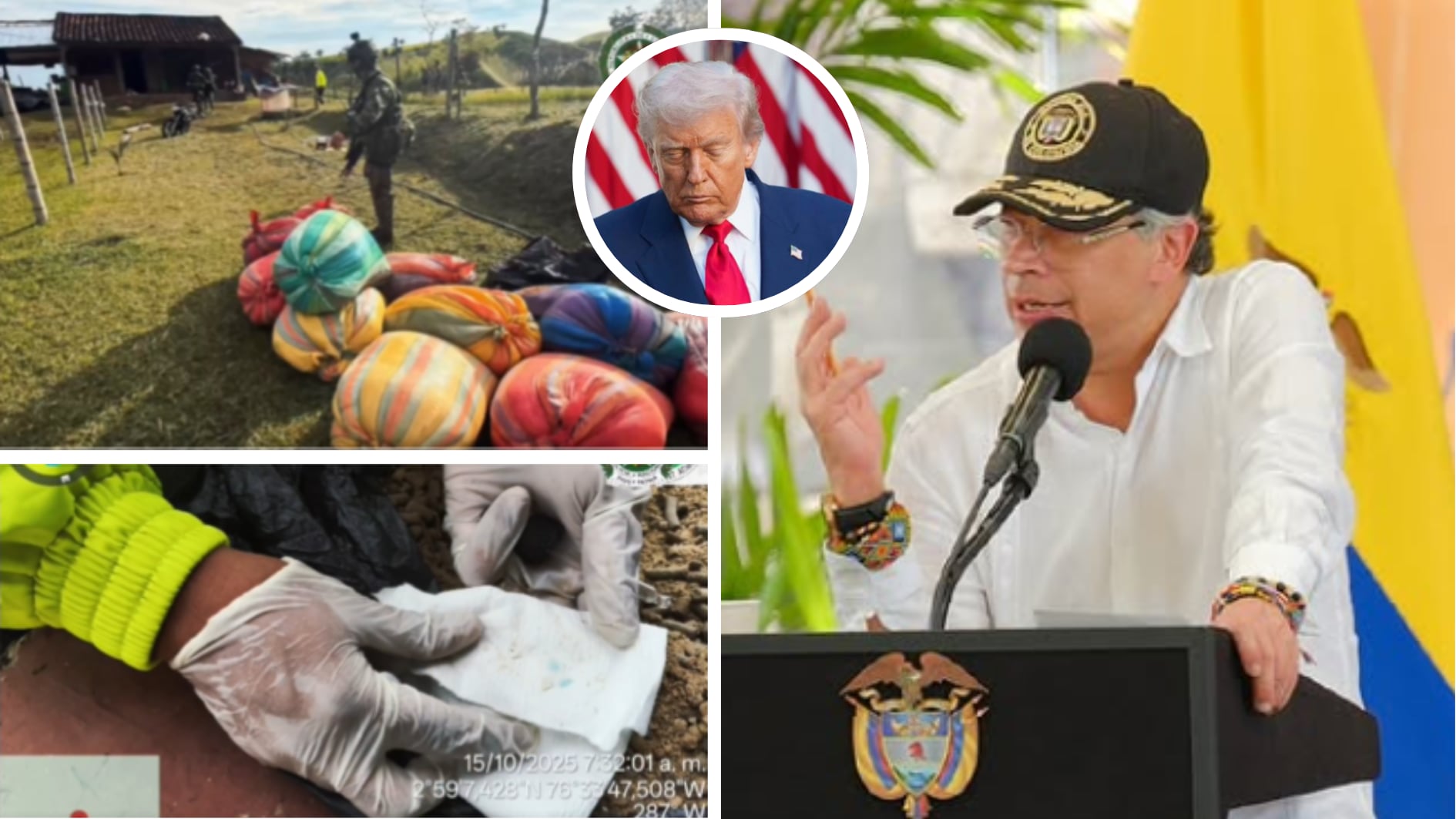 La transmisión especial busca destacar los logros del gobierno de Petro en materia de lucha contra el narcotráfico ante la opinión pública nacional e internacional - crédito @petrogustavo/X | @DirectorPolicia/X | @realdonaldtrump/IG | @gustavopetrourrego/IG