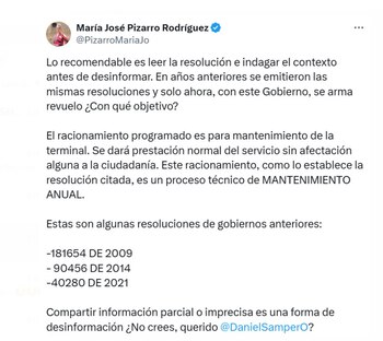 María José Pizarro recordó que