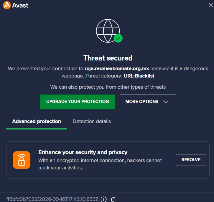 Los antivirus y las herramientas de seguridad pueden emitir advertencias al intentar acceder a estos sitios. (Avast)