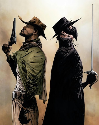Imagen del cómic que reúne a Django y El Zorro.