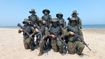 Infantes de Marina tras llegar