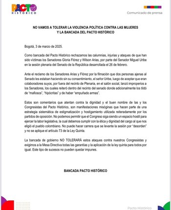 Comunicado Pacto Histórico