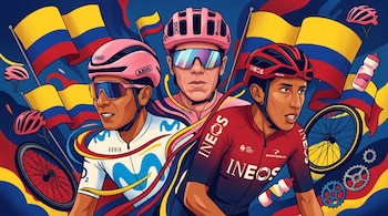 Egan Bernal, Nairo Quintana y Rigoberto Urán hacen parte de una generación que posicionó al ciclismo colombiano entre los protagonistas de las grandes vueltas europeas -crédito Visuales IA