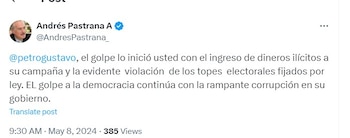 Andrés Pastrana dice que el golpe blando lo inició Gustavo Petro - crédito @AndresPastrana_