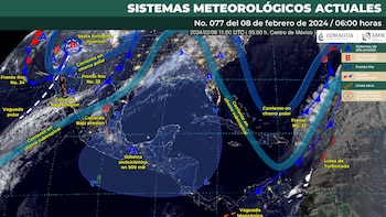 Mapa de los sistemas meteorológicos que afectarán el clima de México hoy jueves 8 de febrero