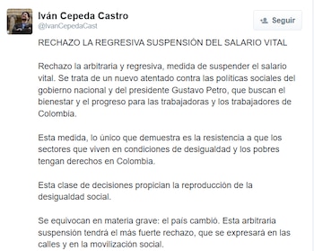 Iván Cepeda Castro calificó la