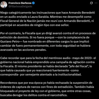 El exfiscal Francisco Barbosa negó