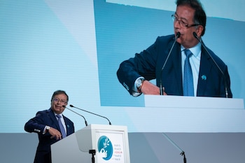 Durante su intervención en el Foro de París sobre la Paz, el presidente Gustavo Petro. Foto: Presidencia.
