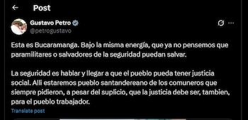 Gustavo Petro hizo un mensaje