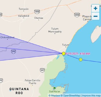 Trayectoria del huracán Grace sobre