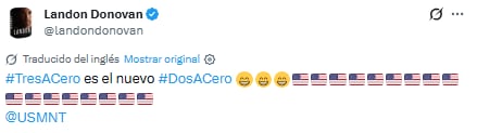 La cuenta oficial de la Selección Estadounidense se sumó a Donovan en la celebración del triunfo con la publicación
