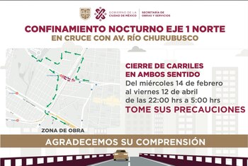 Cerrarán el Eje 1 Norte