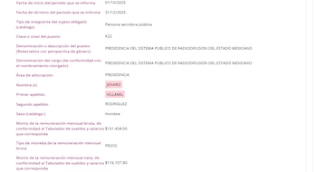 Sueldo de Jenaro Villamil.