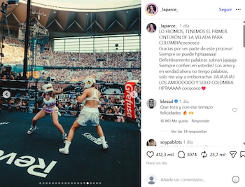 El triunfo de Valeria Solano marcó el primer cinturón de La Velada obtenido por una representante colombiana - crédito _laparce_ / Instagram