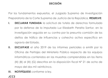 Fallan a favor de la fiscal superior Elizabeth Peralta.