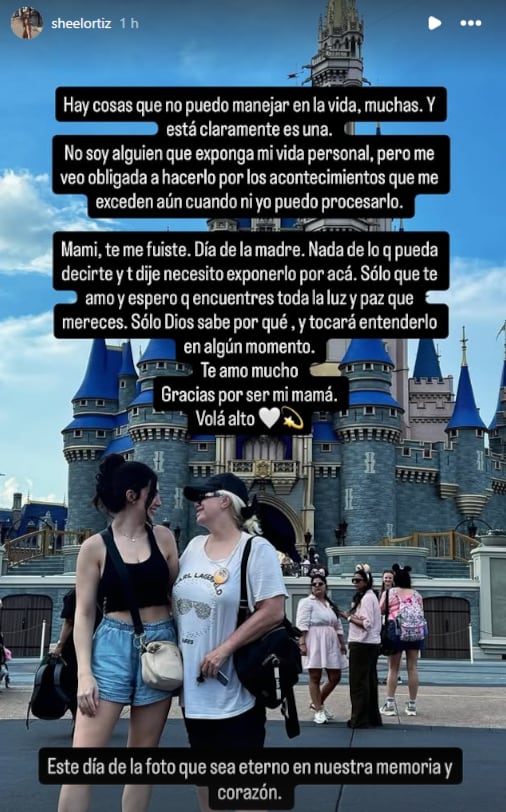 Shelsian, hija de Marcela Ortiz y el empresario Samy Saúl, despidió a su madre con un mensaje en redes sociales