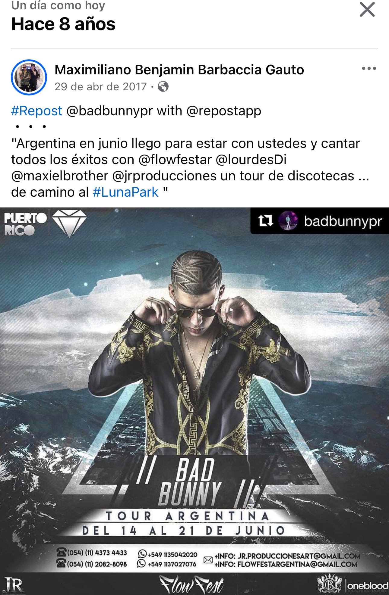 Maxi “El Brother” Barbaccia destaca de Bad Bunny: “Cuando lo conocí era un chico muy humilde, muy centrado”