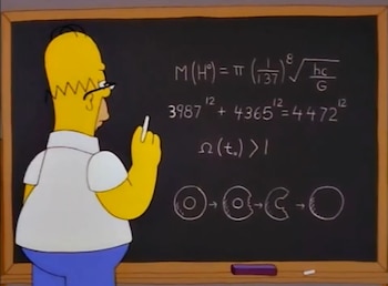 Homero Simpson desafiendo el teorema de Fermat