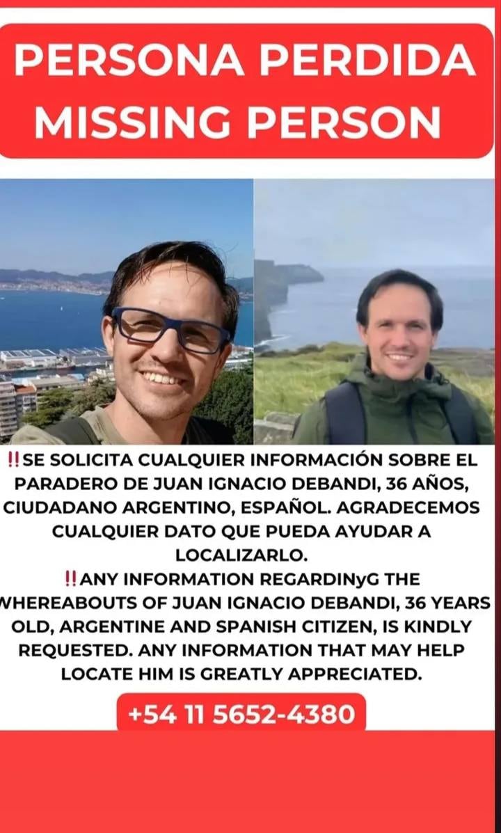 La Interpol señaló características físicas clave de Debandi, como un tatuaje con iniciales HD, cicatriz en la nariz, uso de lentes y cabello castaño