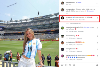 La publicación de Emma Ramírez: la respuesta de Nico Paz
